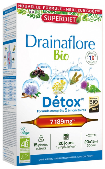 Superdiet Organic Drainaflore Detox 20 Phials