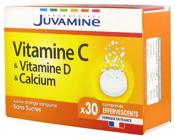 Juvamine Vitamin C Vitamin D Calcium 30 Effervescent Tablets