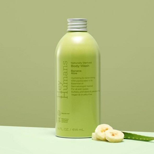Hey Humans Banana Aloe Hydrating Body Wash for Women & Men with Natural Ingredients - Jojoba Oil - 14 fl oz