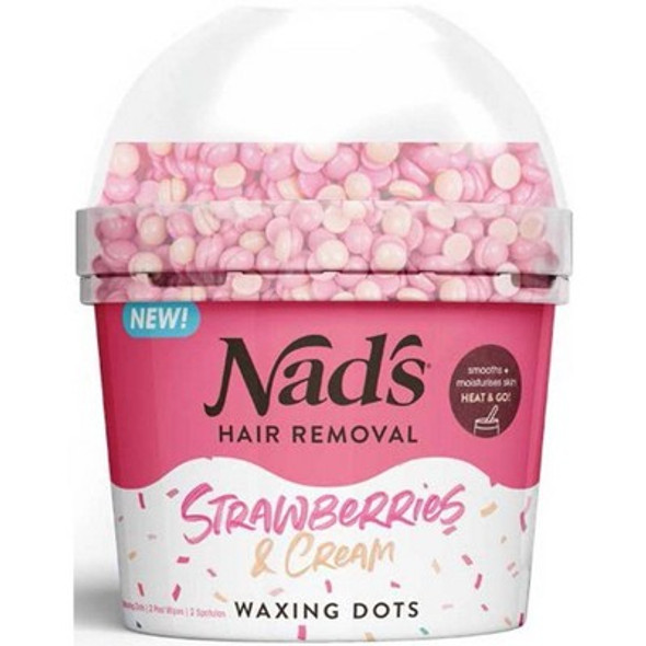 Nad's Strawberries Cream Waxing Dots, Wax Beads for Body and Face - 7oz