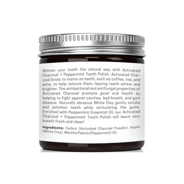 Olivia Care Activated Charcoal Tooth Polish Whitening Powder Peppermint - 2oz