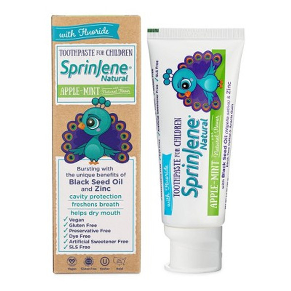 SprinJene Natural Kids Cavity Protection Toothpaste - Apple Mint - 3.5oz