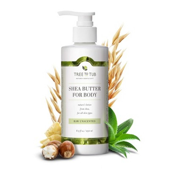 Tree To Tub, Shea Butter Moisturizing Body Lotion, Non-Greasy, Hydrating for Dry, Sensitive Skin, Unscented, 8.5 fl oz (250 ml)