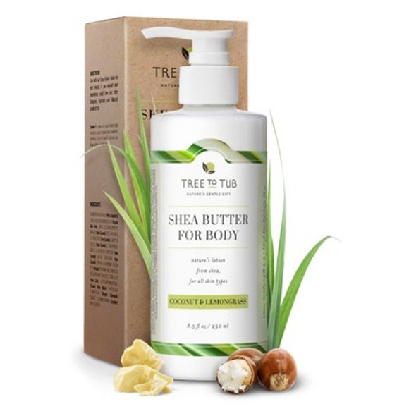 Tree To Tub, Soothing Shea Butter Body Lotion For Sensitive Skin - Coconut & Lemongrass (8.5 fl oz)