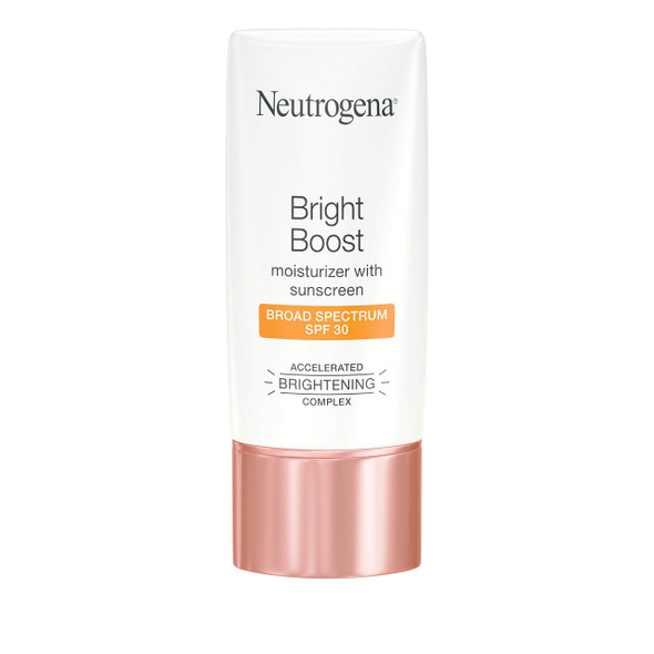 Neutrogena Bright Boost Facial Moisturizer with Broad Spectrum UVA/UVB SPF 30 Sunscreen, Brightening Oil-Free Face Moisturizer with Neoglucosamine, Moringa Seed, Vitamin C & E, 1.0 fl. oz