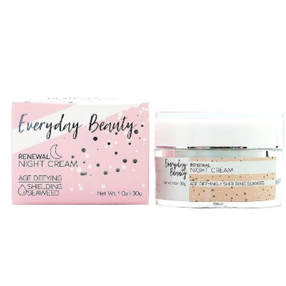 Everyday Beauty Renewal Night Cream Nourishing Facial Moisturizer with Hyaluronic Acid, 1 Oz Jar