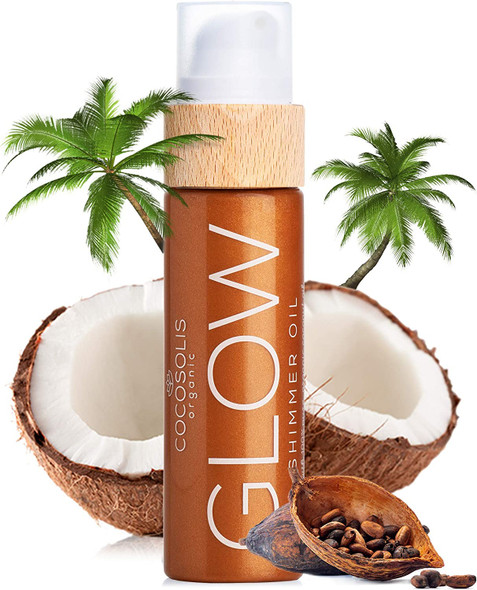 COCOSOLIS Glow Shimmer Oil | Illuminizing Natural Dry Oil With Shiny Particles | Leaves The Skin Glowing & Enhances a Golden Tan | Gives a Luxurious Feel to Your Skin | 110ml