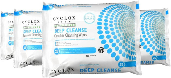 Cyclax Nature Pure Deep Cleanse Complete Cleansing Wipes 25's (Pack of 4)