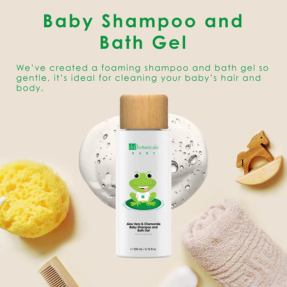Dr Botanicals Aloe Vera & Chamomile Baby Shampoo and Bath Gel | Natural, Vegan & Dermatologically Tested | 6.76 Fl Oz