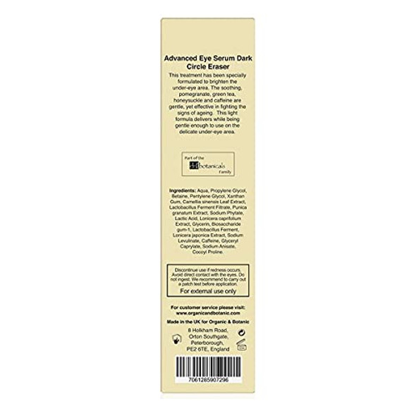 Organic & Botanic Advanced Eye Serum Dark Circle Eraser for Men 0.5 Fl oz/ 15 ml