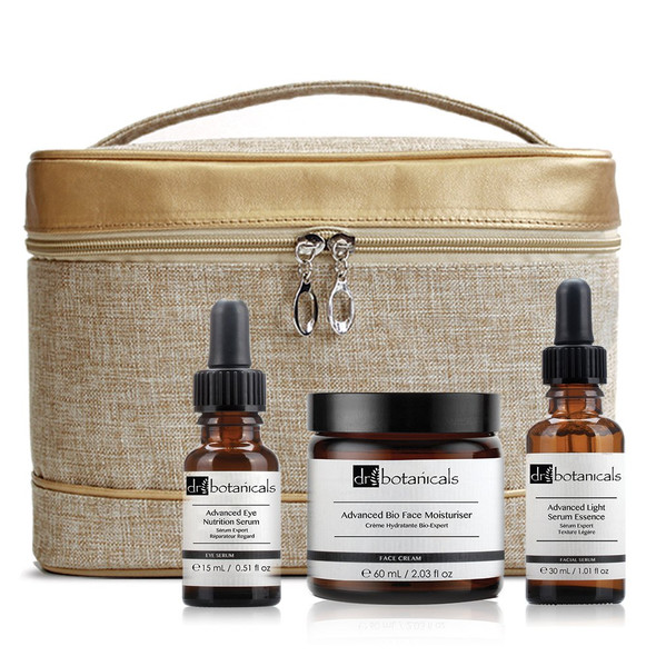 Dr Botanicals Advanced Bag Set Bio Face Moisturiser, Light Facial Serum Essence, Eye Nutrition Serum, 400 Gram