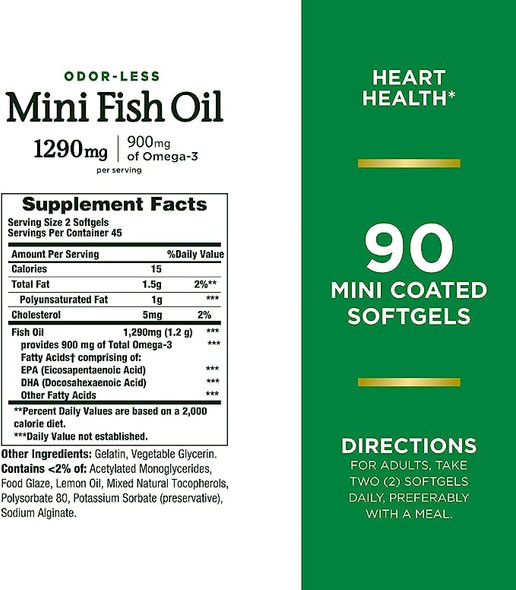Nature'S Bounty Mini Fish Oil Softgels 1290 Mg 90 Ea (1 Pack)