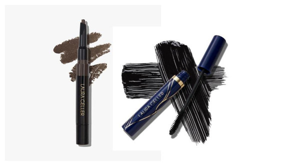 LAURA GELLER NEW YORK Sculpt-n-Stay Waterproof Brow Pencil & Gel Dark Brown + Always There Waterproof Lengthening Mascara Black (2 PC)