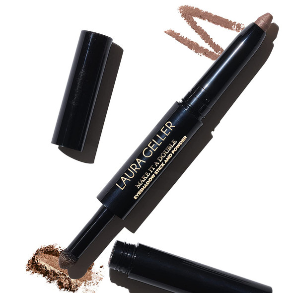 LAURA GELLER NEW YORK Make It A Double Eyeshadow - Cream Eye Shadow Stick and Matching Powder, Brandy