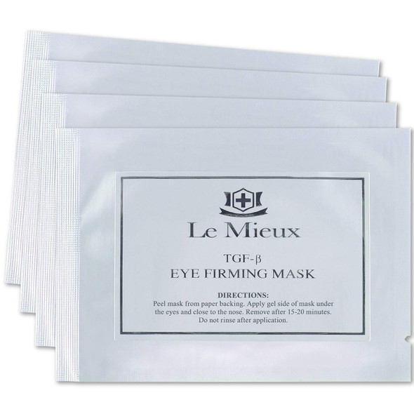 Le Mieux TGF-B Eye Firming Mask - Triple Growth Factor Serum Eye Patches for Visible Puffiness, Fine Lines & Dark Circles with Red & Green Algae, Hyaluronic Acid, Peptides (4 Masks)