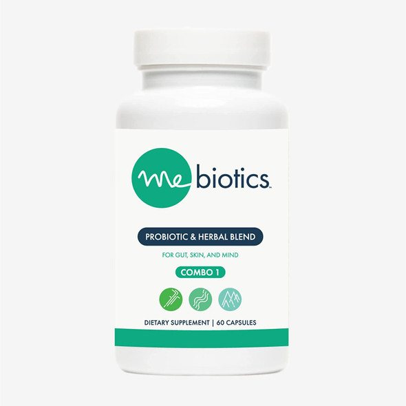 Mebiotics Probiotic & Herbal Supplement Combination 1 - Bacillus Subtilis + Lemon Balm for Skin + Gut Health - Oral Probiotics to Support Gut, Mind, & Skin - for Combination Skin Types (60 Capsules)