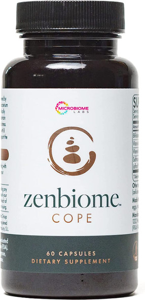 Microbiome Labs Zenbiome Cope - Mood Probiotic Support For Occasional Stress Coping - Supplement With Bifidobacterium Longum 1714 Probiotics With B Vitamins & Herbal Extracts (60 Capsules)
