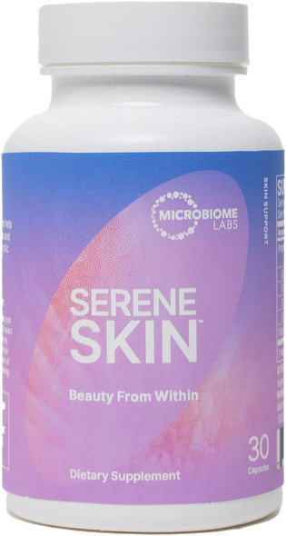 Microbiome Labs SereneSkin - Spore Based Probiotic Supplement for Skin + Gut Health - Vitamin K2 + Bacillus Coagulans to Support Gut-Skin Axis & a Youthful Complexion (30 Capsules)