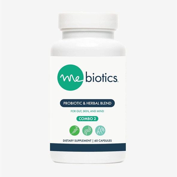 Mebiotics Probiotic & Herbal Supplement Combination 2 - Bacillus Subtilis + Lemon Balm for Skin + Gut Health - Oral Probiotics to Support Gut, Mind, & Skin - for Combination Skin Types (60 Capsules)