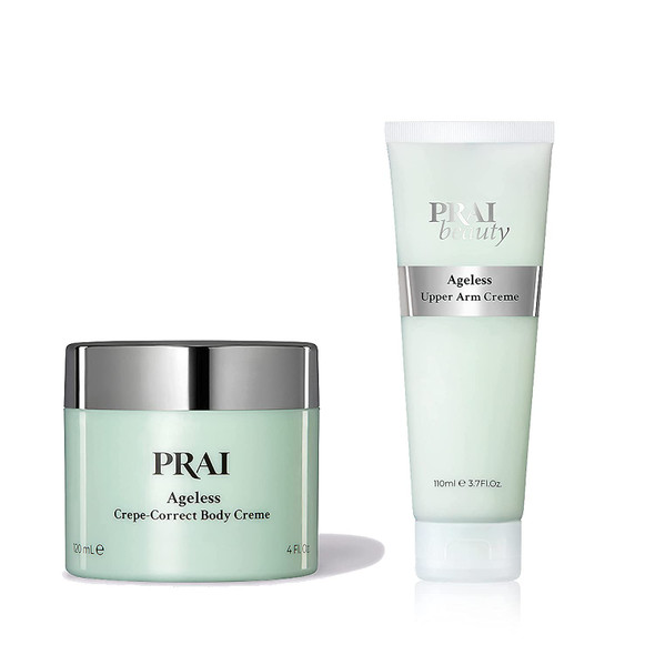 PRAI Beauty Ageless Firming Body Duo - Ageless Upper Arm Creme & Crepe Correct Body Creme - Anti Aging Lotion for Arms and Firming Body Cream - Deeply Hydrate, Lock in Moisture, Firm Skin