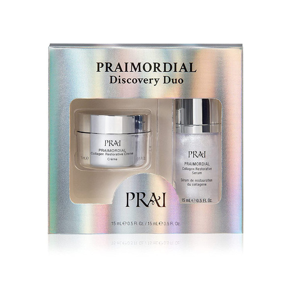 PRAI Beauty Praimordial Discovery Duo - Collagen Restorative Crème and Serum - 0.5 Oz Each