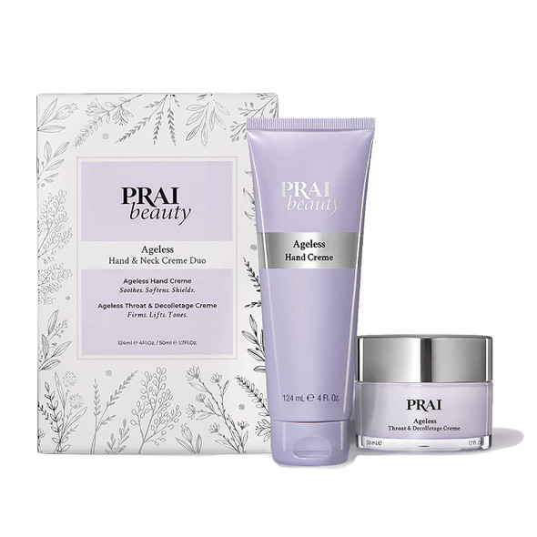 PRAI Beauty Ageless Hand & Neck Creme DUO - Anti-Aging & Anti-Wrinkle - 4 Oz and 1.7 Oz