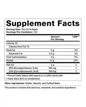 Olympian Labs Omega 3 Fish Oils – 2000Mg Per Serving – 240 Softgels