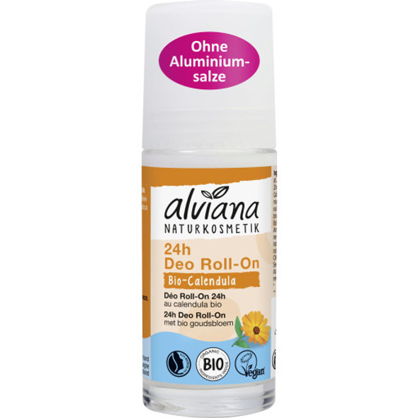 alviana Naturkosmetik Organic Calendula 24h Deodorant Roll-On Nourishing odour protection with sage & witch hazel