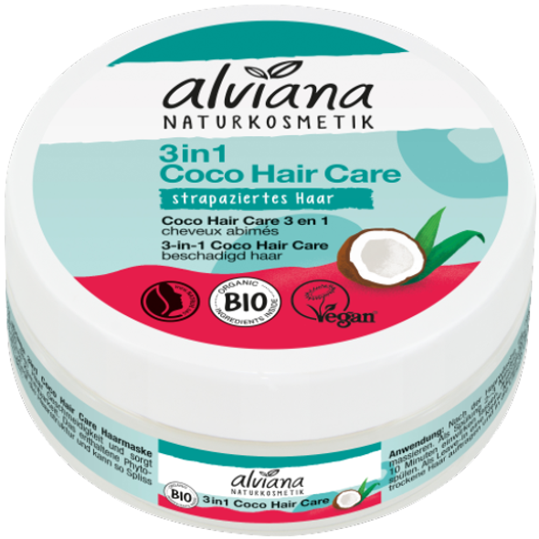 alviana Naturkosmetik 3-in-1 Coco Hair Care with Organic Coconut Oil Conditioner, mask & leave-in formula in one