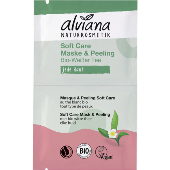 alviana Naturkosmetik Soft Care Mask & Peeling 2-in-1 skincare with organic white tea