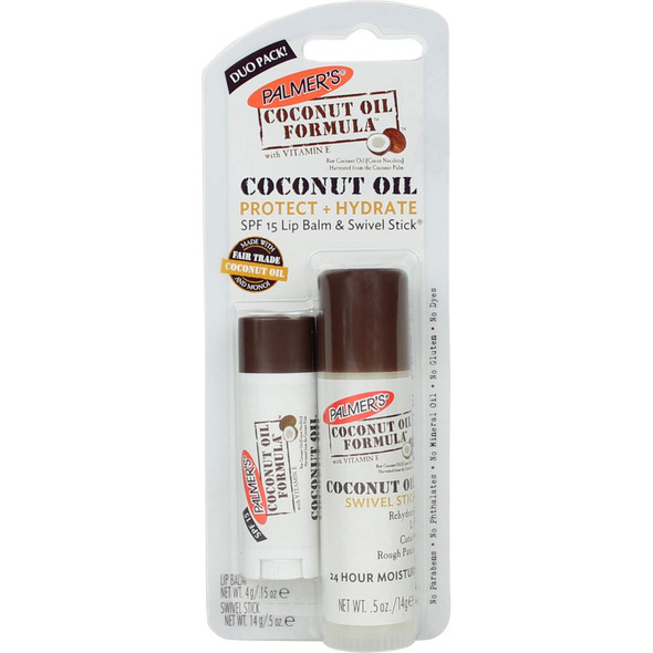 Palmer's Coconut Oil Formula Protect and Hydrate Duo Pack - SPF 15 Lip Balm and Multi-Purpose Swivel Stick