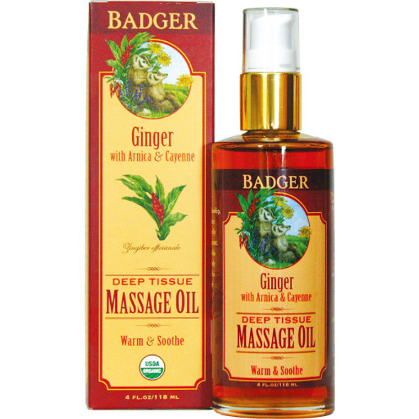 Badger Balm Ginger Deep Tissue Massage Oil Warming & Soothing