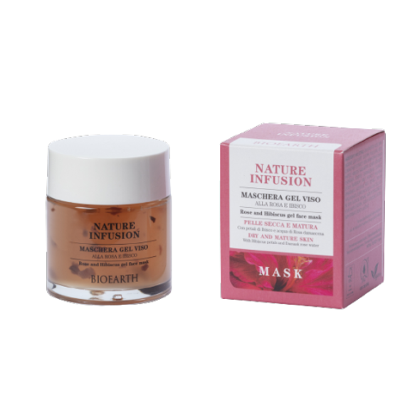 Bioearth NATURE INFUSION Rose & Hibiscus Gel Face Mask Optimum regeneration with the power of flowers