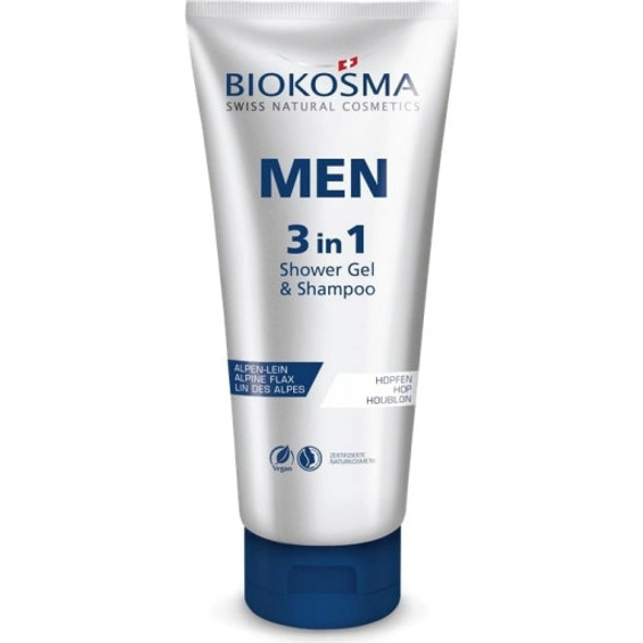 BIOKOSMA MEN - 3 in 1 Shower Gel & Shampoo Cleanser for face, hair & body