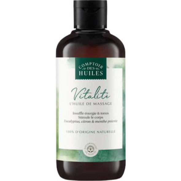 Comptoir des Huiles Vitality Massage Oil Invigorating composition of lemon, eucalyptus & green pepper