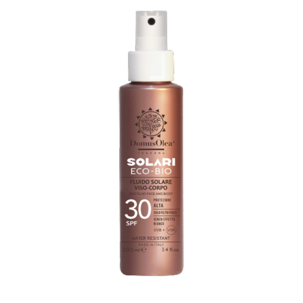 Domus Olea Toscana Sun Fluid Face & Body SPF 30 Protects the skin using pure mineral filters