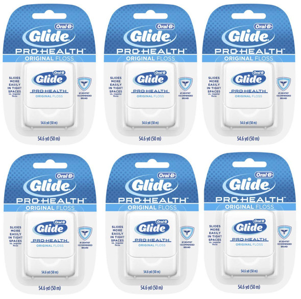 Oral-B Glide Pro-Health Dental Floss, Original Floss, 50m, Pack of 6