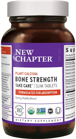 New Chapter Calcium Supplementýýý Bone Strength Whole Food Organic Calcium with Vitamin K2 + D3 + Magnesium, Vegetarian, Gluten Free - 180 count (2 month supply)