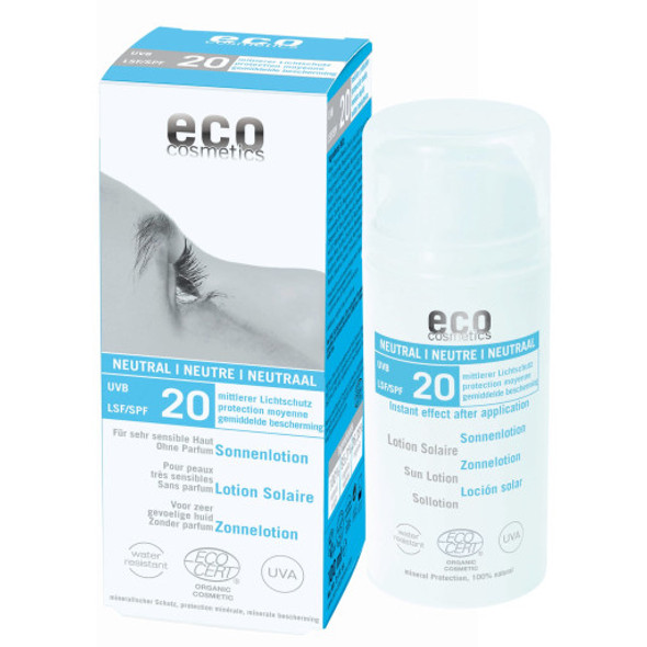 eco cosmetics Sun Lotion SPF 20 Fragrance Free Sunscreen for very sensitive skin & children