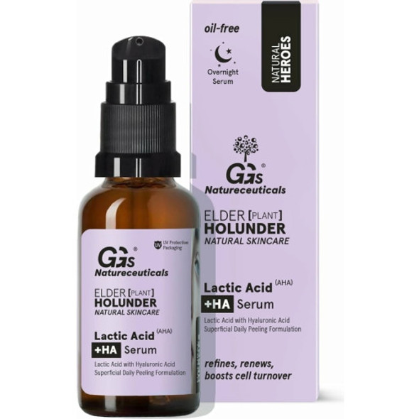 GG's True Organics Lactic Acid +HA Serum Oil-Free formula with regenerative properties
