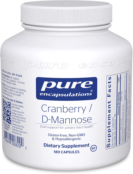 Pure Encapsulations Cranberry/D-Mannose | Supplement Made from 100% Cranberry Fruit Solids to Support Urinary Tract Health* | 180 Capsules