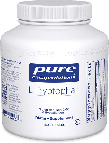 Pure Encapsulations L-Tryptophan | Amino Acid Supplement for Relaxation, Serotonin Support, PMS, Sleep, and Wellness* | 180 Capsules
