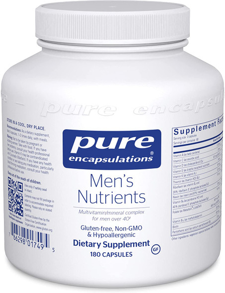 Pure Encapsulations Men's Nutrients | Multivitamin Mineral Supplement to Support Prostate Health, Energy, Endurance, and Stamina in Men Over 40* | 180 Capsules