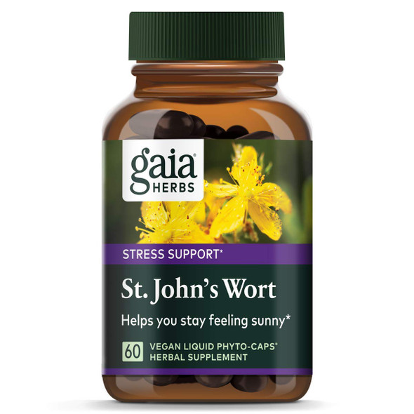 Gaia Herbs St. John's Wort, Vegan Liquid Capsules, 60 Count - Stress Support to Promote a Positive and Sunny Mood
