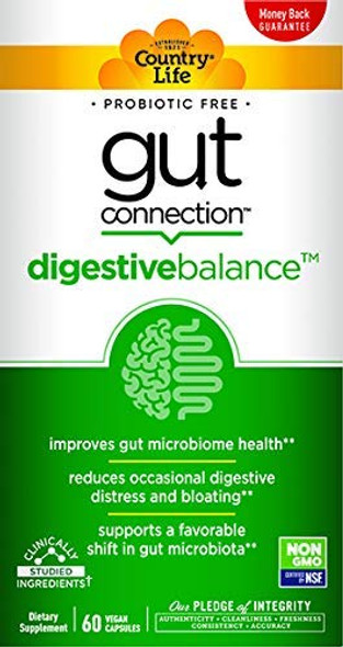 Country Life Gut Connection - 60 ct - Digestive Balance - Help Improve Gut Microbiome Health - Reduces Occasional Digestive Distress & Bloating - Supports Favorable Shift in Gut Microbiota