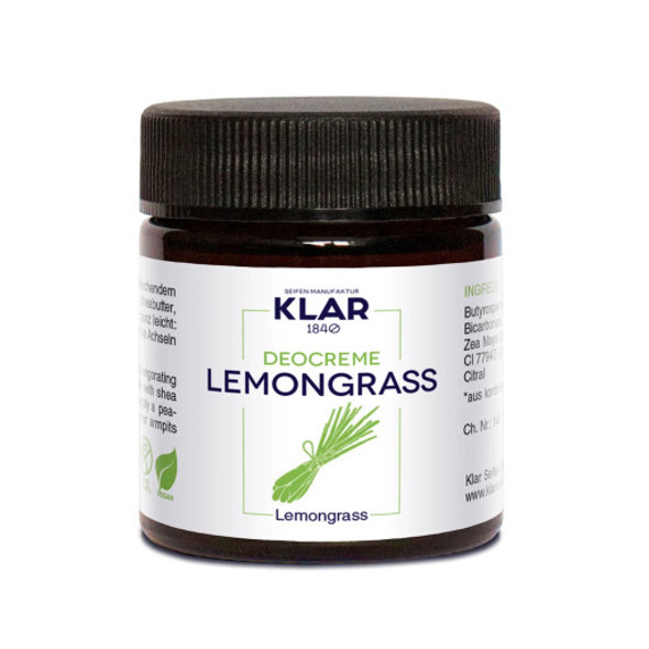 KLAR Lemongrass Deodorant Cream Neutralises unpleasant odours