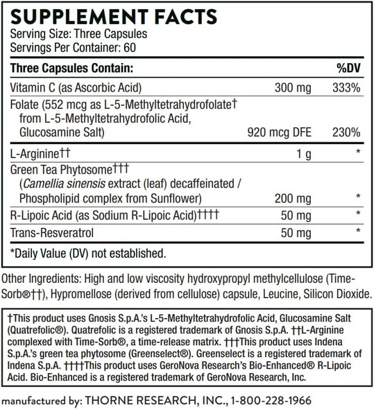 Thorne Research - Perfusia Plus - Sustained-Release L-Arginine Plus Cofactors To Support Heart Health, Nitric Oxide Production, And Optimal Blood Flow - 180 Capsules