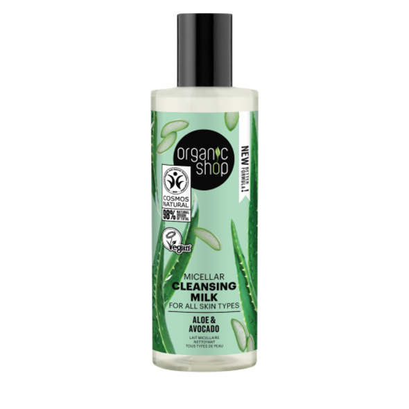 Organic Shop Aloe & Avocado Micellar Cleansing Milk Mild formula enriched with the best components that nature has to offer