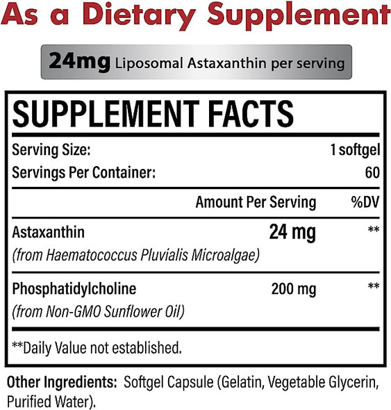 Osasuna Liposomal Astaxanthin Supplement 24Mg 60 Softgels