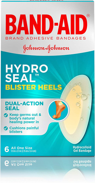 JOHNSON'S Band-Aid Brand Hydro Seal Adhesive Bandages for Heel Blisters, 6 ea